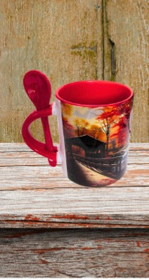 11 oz. Colored Sublimated Mug with Spoon