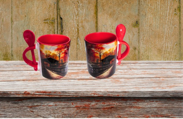 11 oz. Colored Sublimated Mug with Spoon