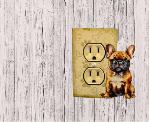 MDF- French Bulldog Shaped Sublimated Single Outlet Wall Plate