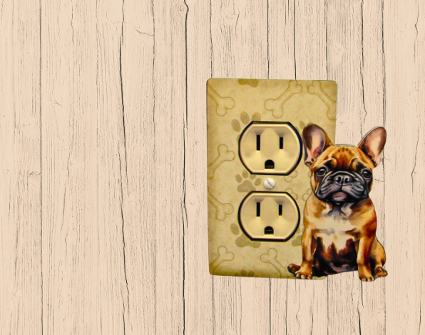 MDF- French Bulldog Shaped Sublimated Single Outlet Wall Plate