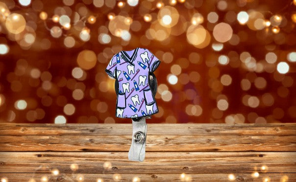 Scrub Top Shaped Sublimated Badge Reel Holder