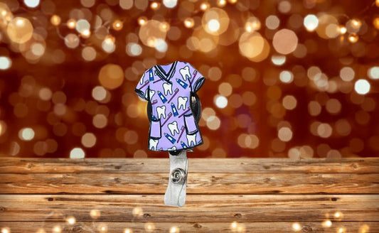 Scrub Top Shaped Sublimated Badge Reel Holder