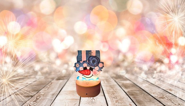 Blue Snowman Head shaped Sublimated Acrylic Light