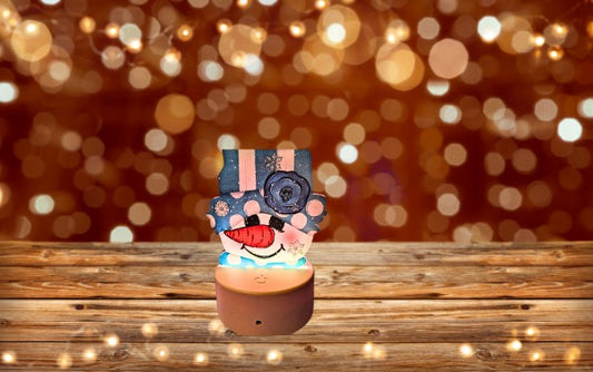 Blue Snowman Head shaped Sublimated Acrylic Light