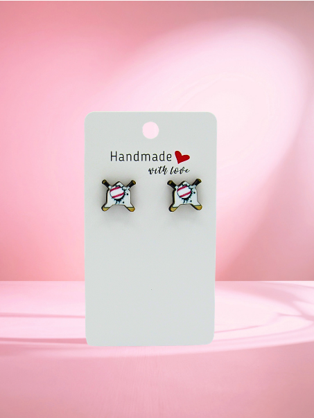 MDF-Home Plate Shaped Suvlimated Stud Earrings