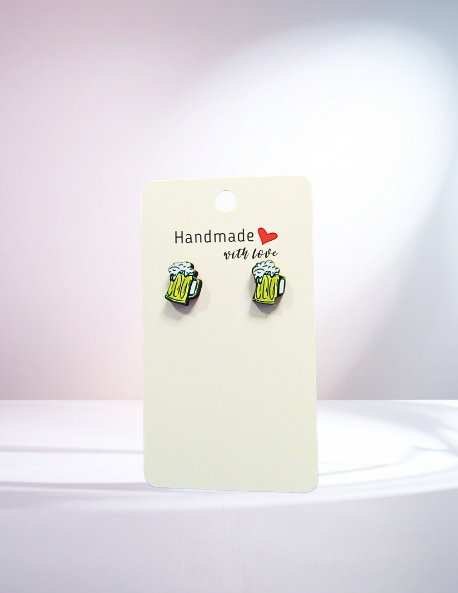 MDF- Beer Stein Shaped Sublimated Stud Earrings
