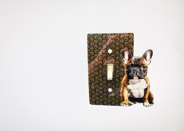 MDF- French Bulldog Shaped Sublimated  Switch Plate Cover