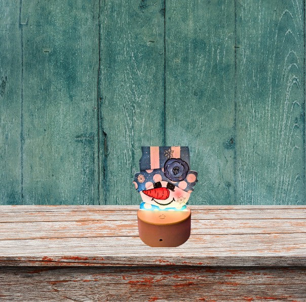 Blue Snowman Head shaped Sublimated Acrylic Light