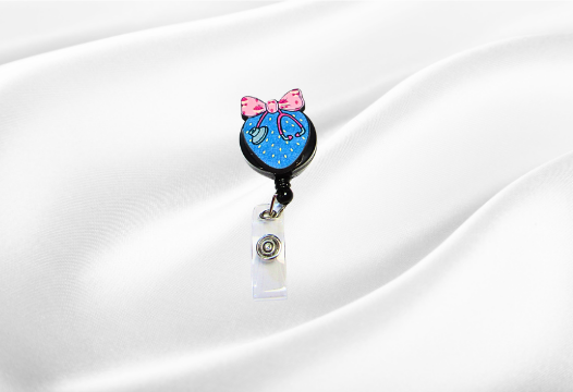 MDF-Strawberry with Bow Shaped Sublimated Badge Reel