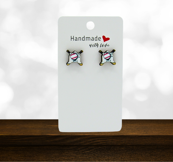 MDF-Home Plate Shaped Suvlimated Stud Earrings