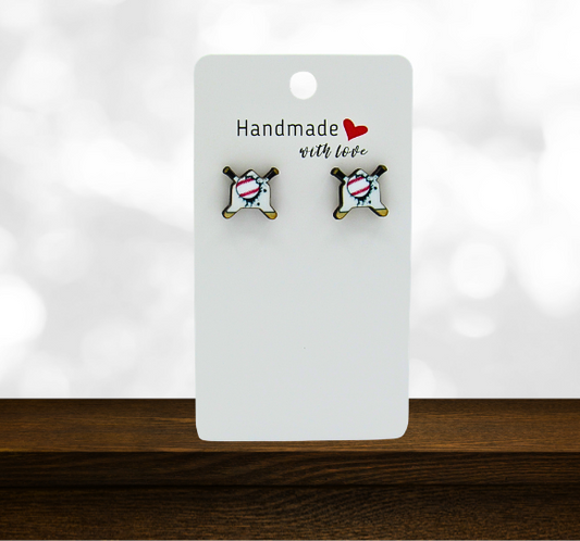 Home Plate Shaped Sublimated Stud Earrings