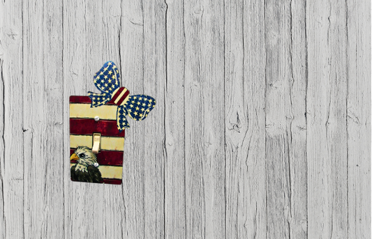 MDF-Bow Shaped Sublimated Light Switch Plate (Patriotic)