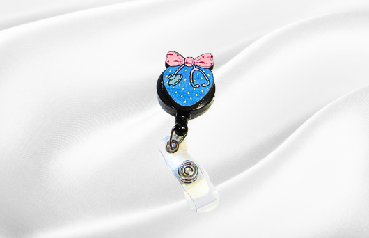 MDF-Strawberry with Bow Shaped Sublimated Badge Reel