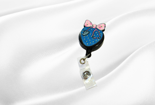 MDF-Strawberry with Bow Shaped Sublimated Badge Reel