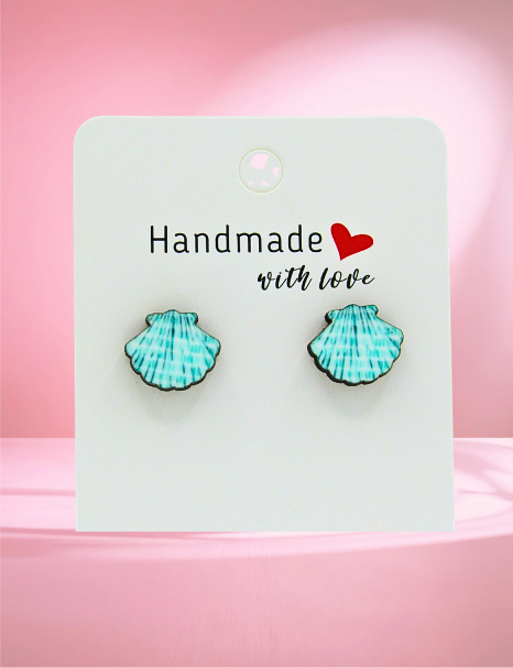 MDF-Clam Shell Shaped Sublimated Stud Earrings