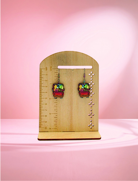 MDF-Truck Shaped Sublimated Earring 1 inch