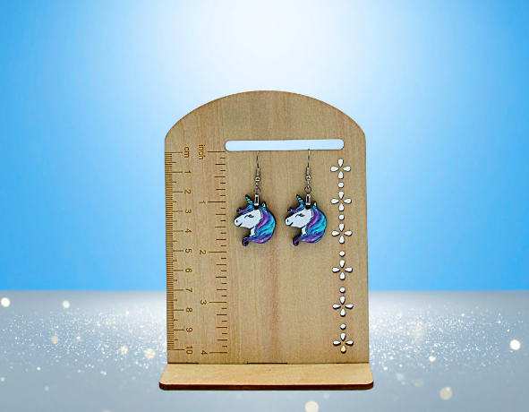 MDF- Unicorn Shaped Sublimated Earrings 1 inch