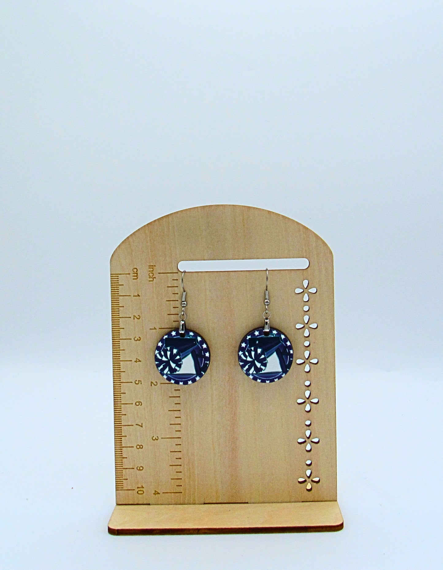 MDF-Round Shaped Sublimated Cheer Themed Earrings 1 inch