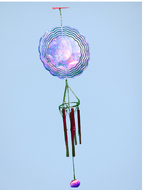 8 inch Sublimated Wind Spinner and Wind Chime Garden