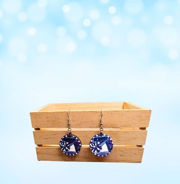 MDF-Round Shaped Sublimated Cheer Themed Earrings 1 inch