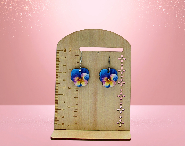 MDF- Pansy Shaped Sublimated 1 inch Earrings