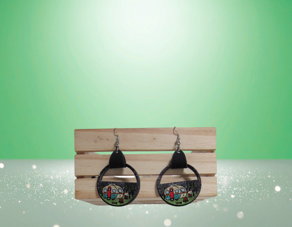 MDF-Round Semi Circle Shaped Sublimated Earrings 1.5 inch