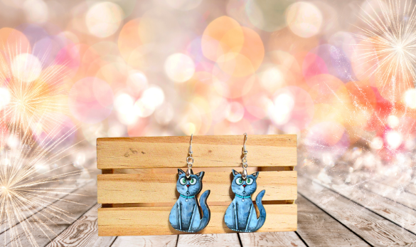 Cat Shaped Sublimated Earrings 1.5 inch