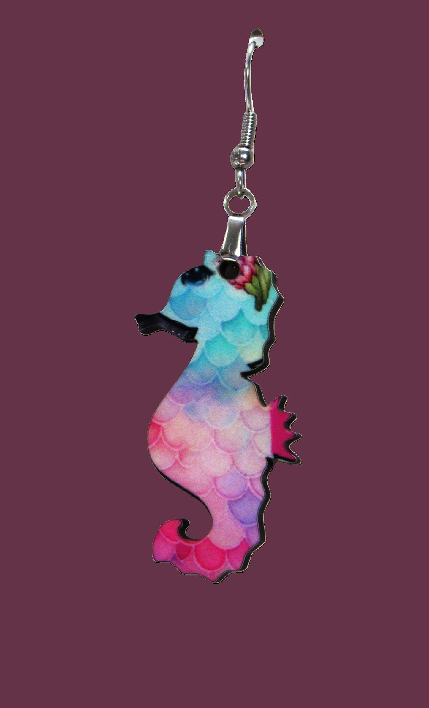 Seahorse Shaped Sublimated Earrings