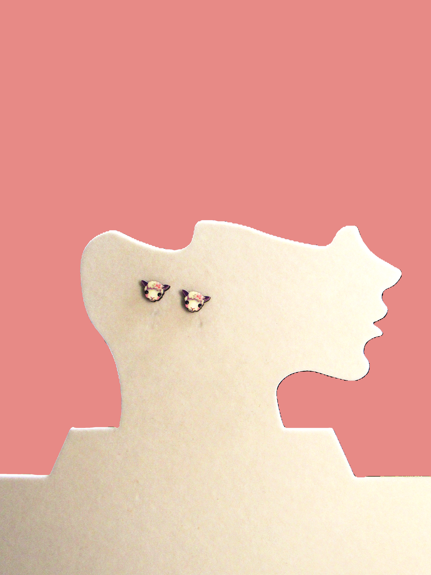 Sheep Head Shaped Stud Earrings Sublimated