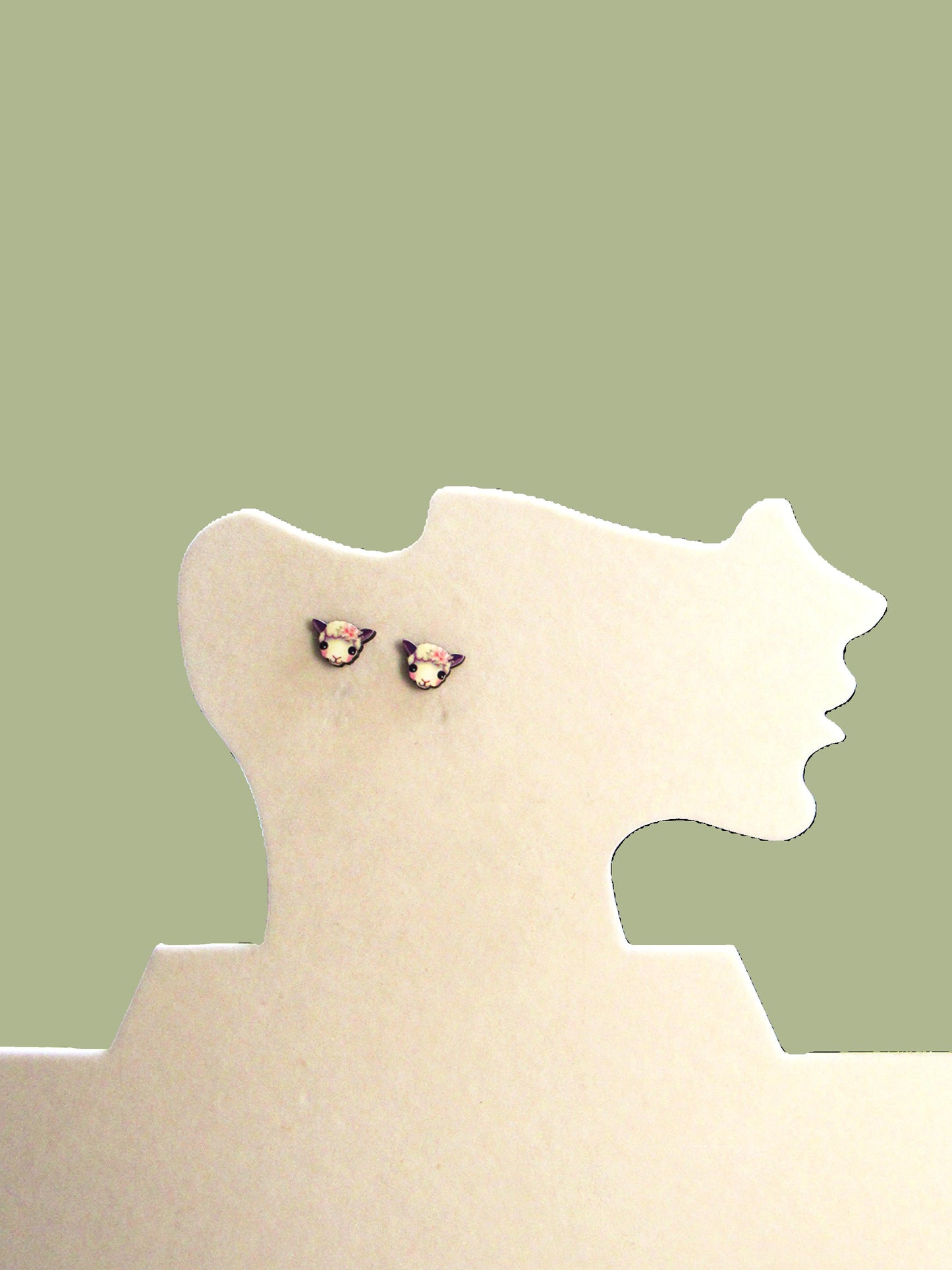 Sheep Head Shaped Stud Earrings Sublimated