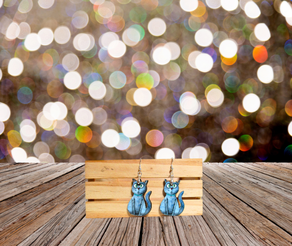 Cat Shaped Sublimated Earrings 1.5 inch