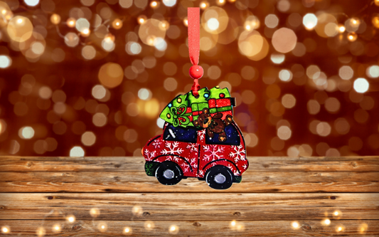 Car with Tree Shaped Sublimated Ornament