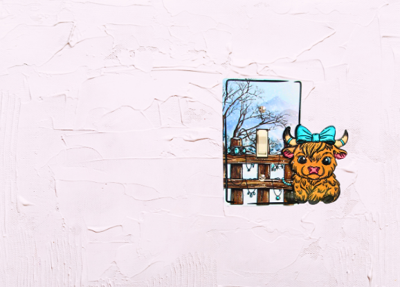 MDF - Highland Cow with Bow Sublimated Light Switch Cover