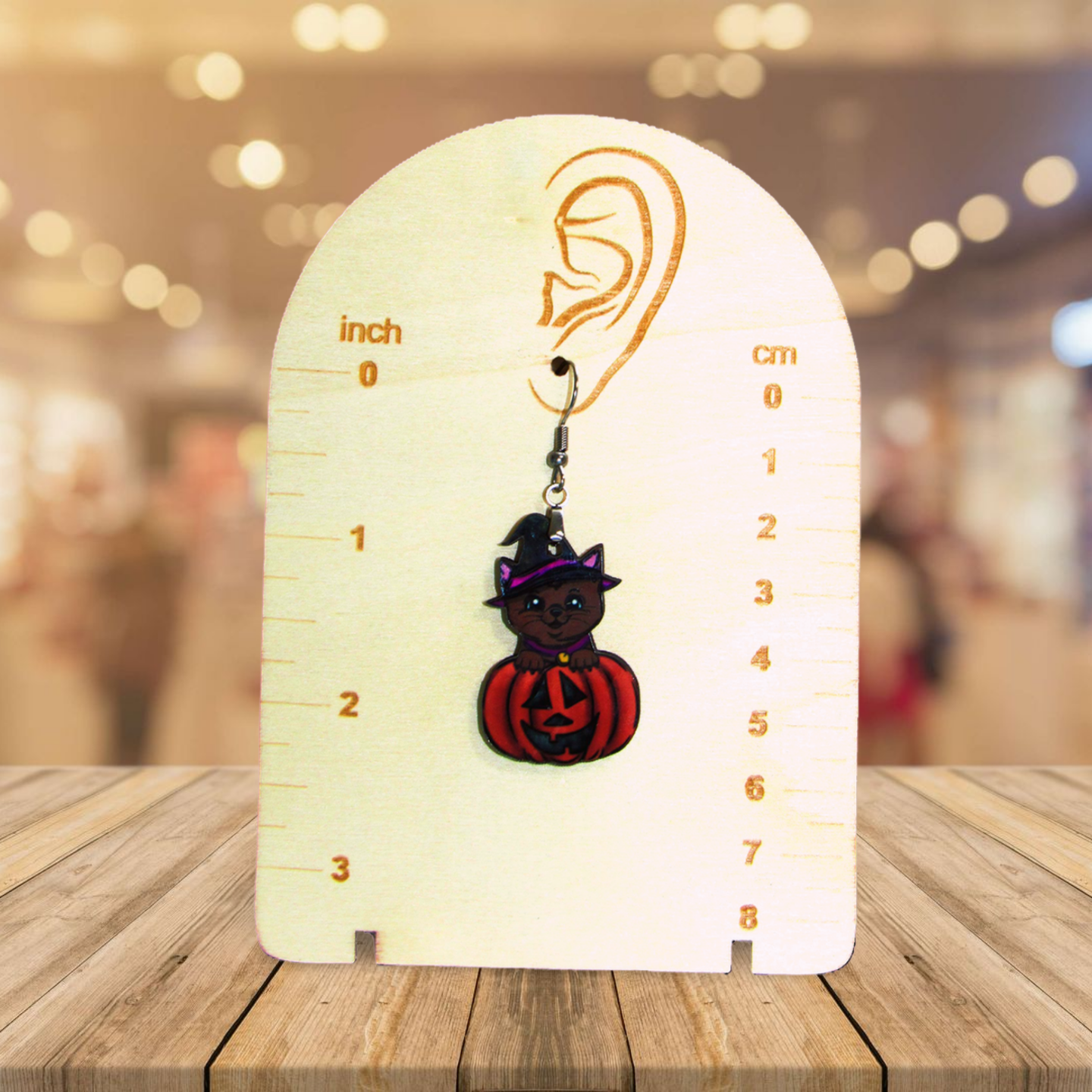 Cat in a Pumpkin Shaped Sublimated Earrings 1.5 inch