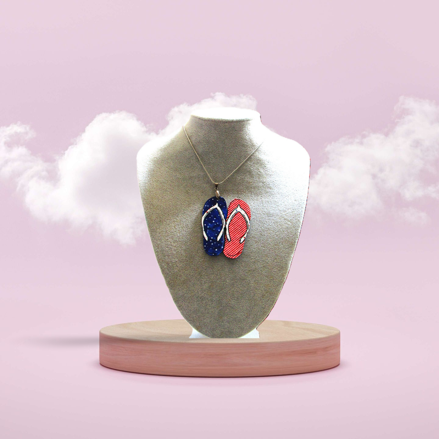 Flip Flop Shaped Sublimated Necklace