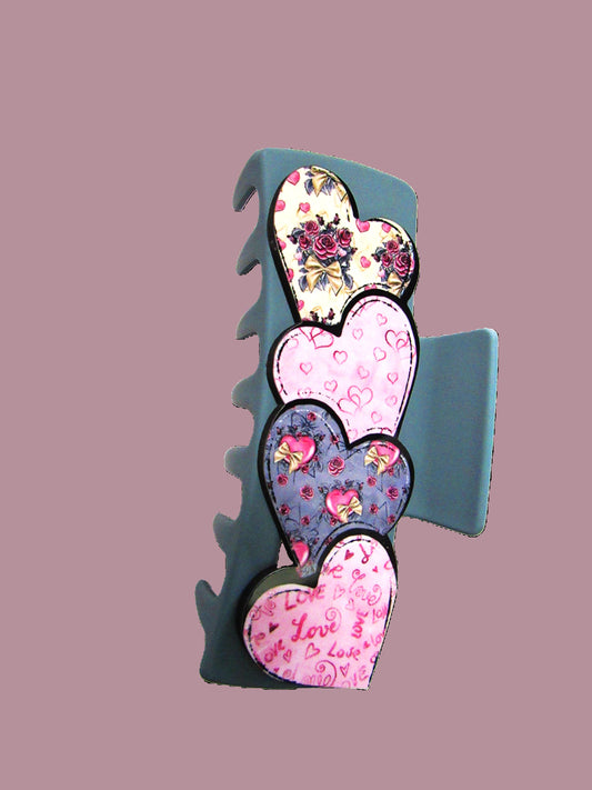 Heart Shaped Sublimated Hair Clip Large