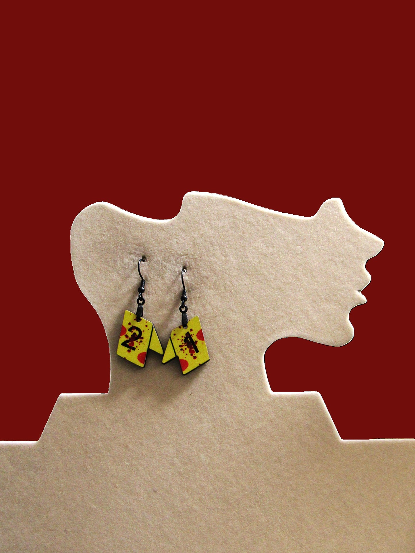 Crime Scene Tag Shaped Sublimated Earrings 1 inch