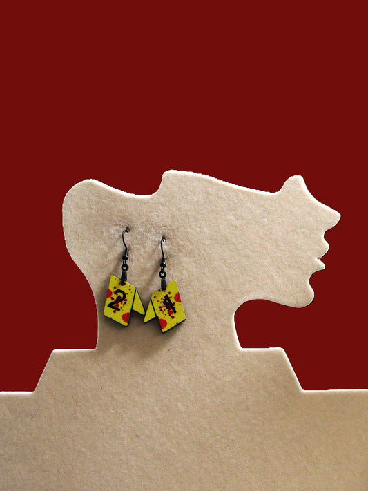 Crime Scene Tag Shaped Sublimated Earrings 1 inch