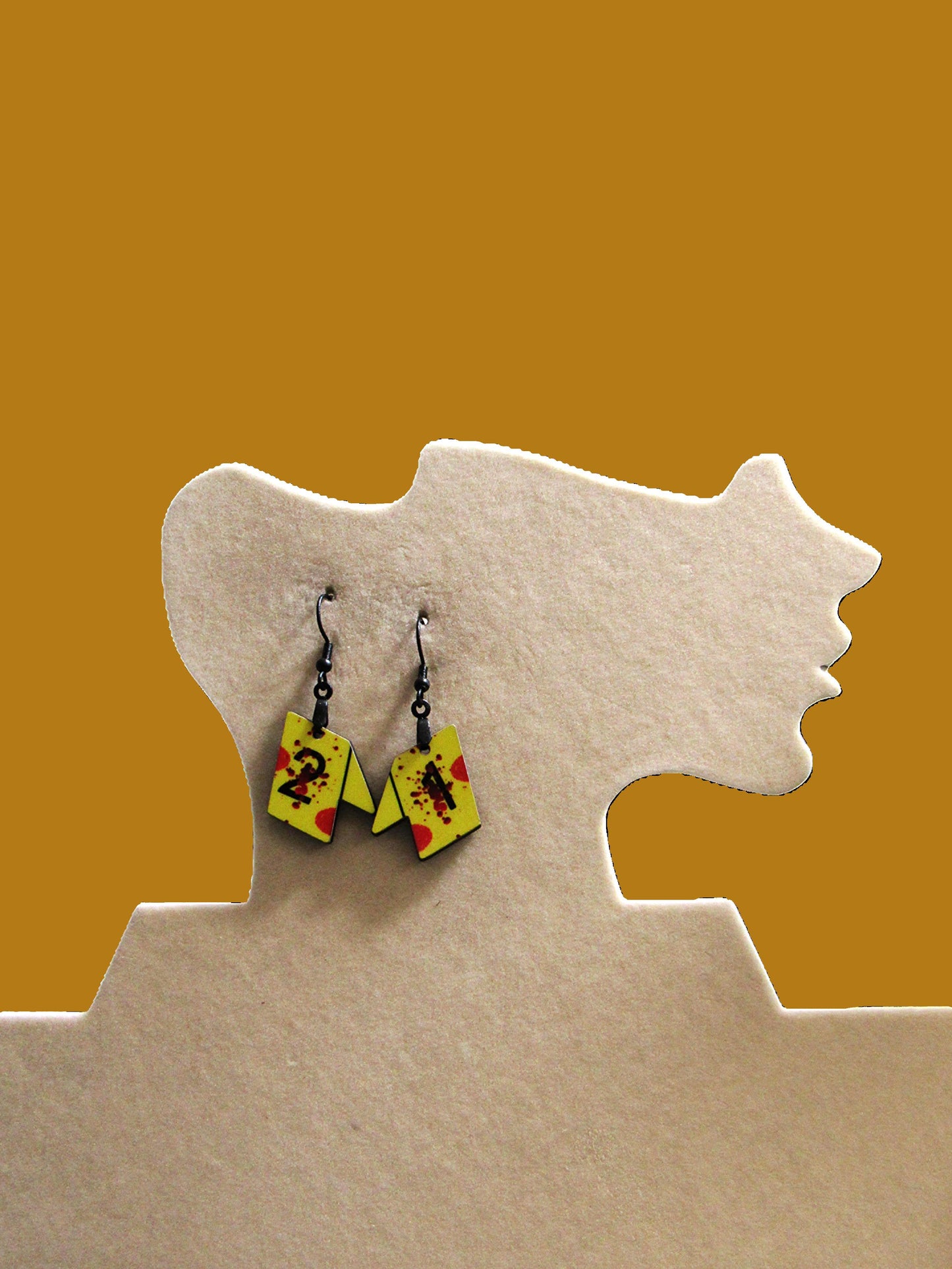 Crime Scene Tag Shaped Sublimated Earrings 1 inch