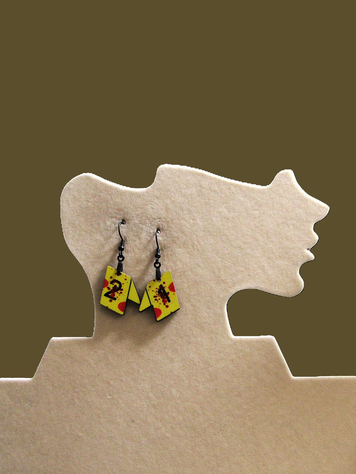 Crime Scene Tag Shaped Sublimated Earrings 1 inch