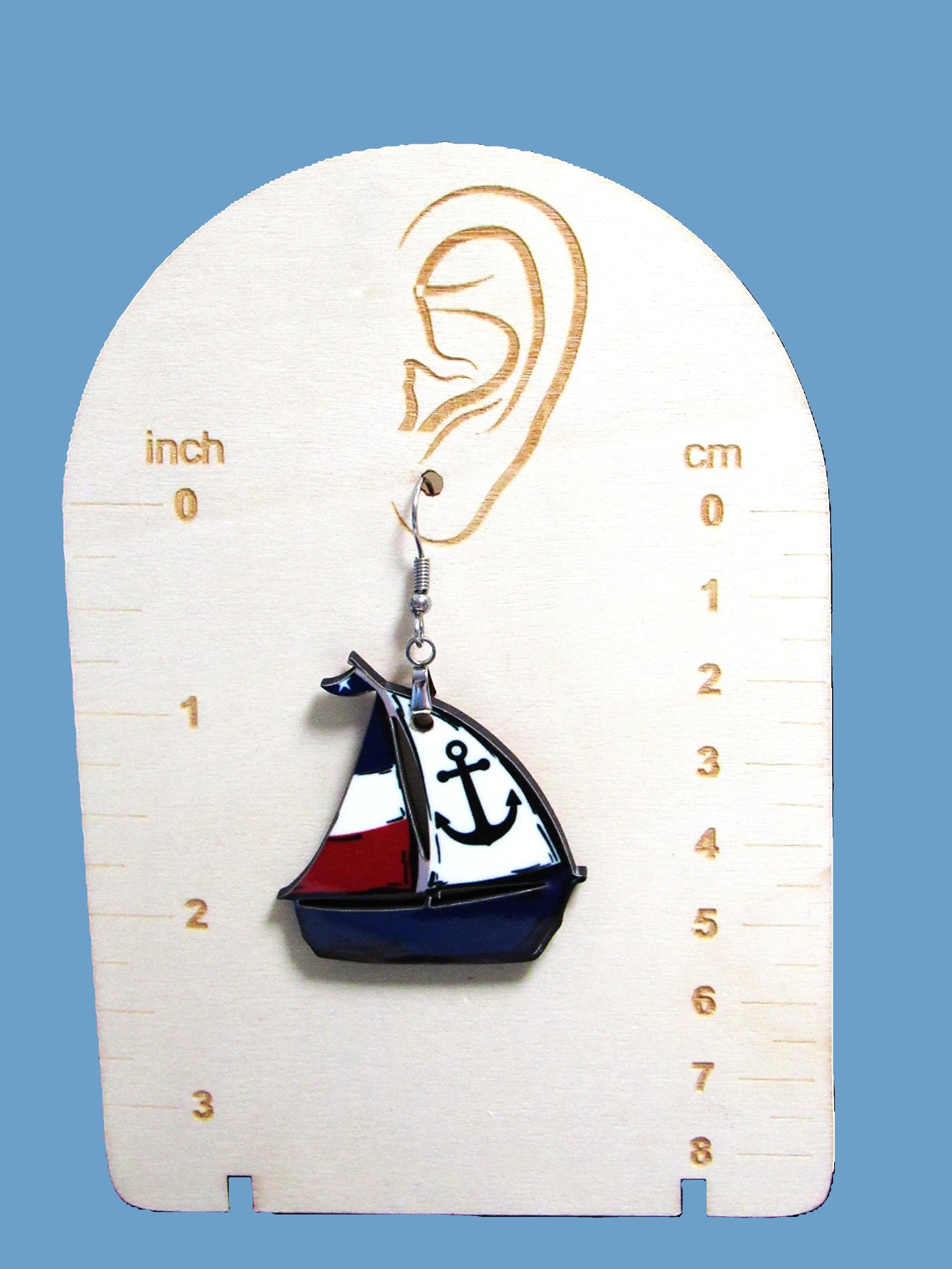Sailboat Shaped Sublimated Earrings 1.5 inch