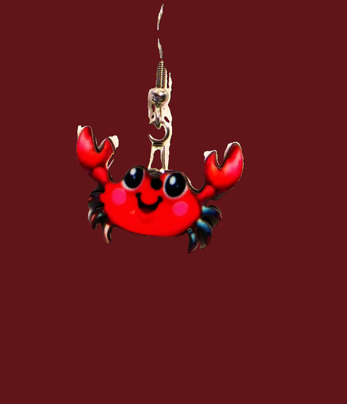 Crab Shaped Sublimated Earrings 1 inch