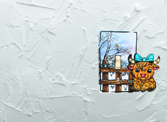 MDF - Highland Cow with Bow Sublimated Light Switch Cover
