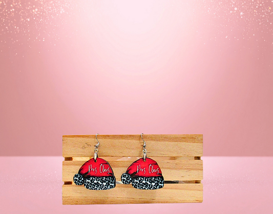 MDF- Santa Hat Shaped Sublimated Earrings 1.5 inch