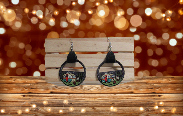 MDF-Round Semi Circle Shaped Sublimated Earrings 1.5 inch