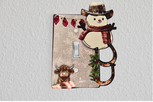 Cowboy Snowman Shaped Sublimated Light Switch Plate