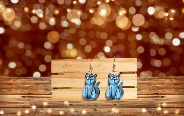 Cat Shaped Sublimated Earrings 1.5 inch