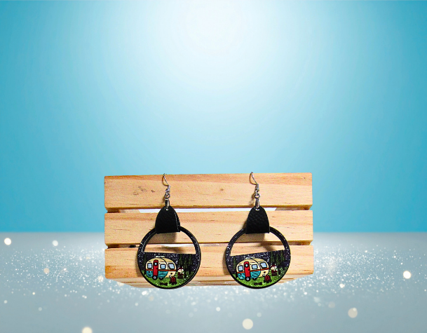 MDF-Round Semi Circle Shaped Sublimated Earrings 1.5 inch