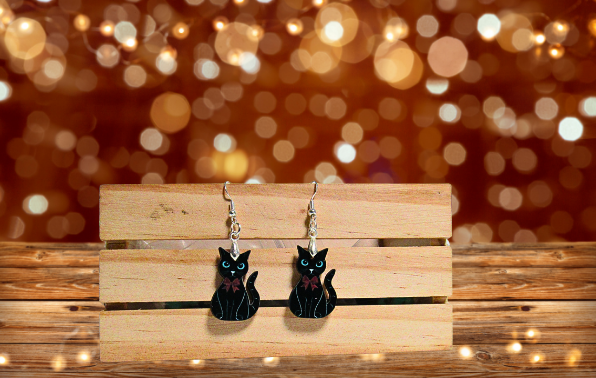 Cat Shaped Sublimated Earrings 1 inch