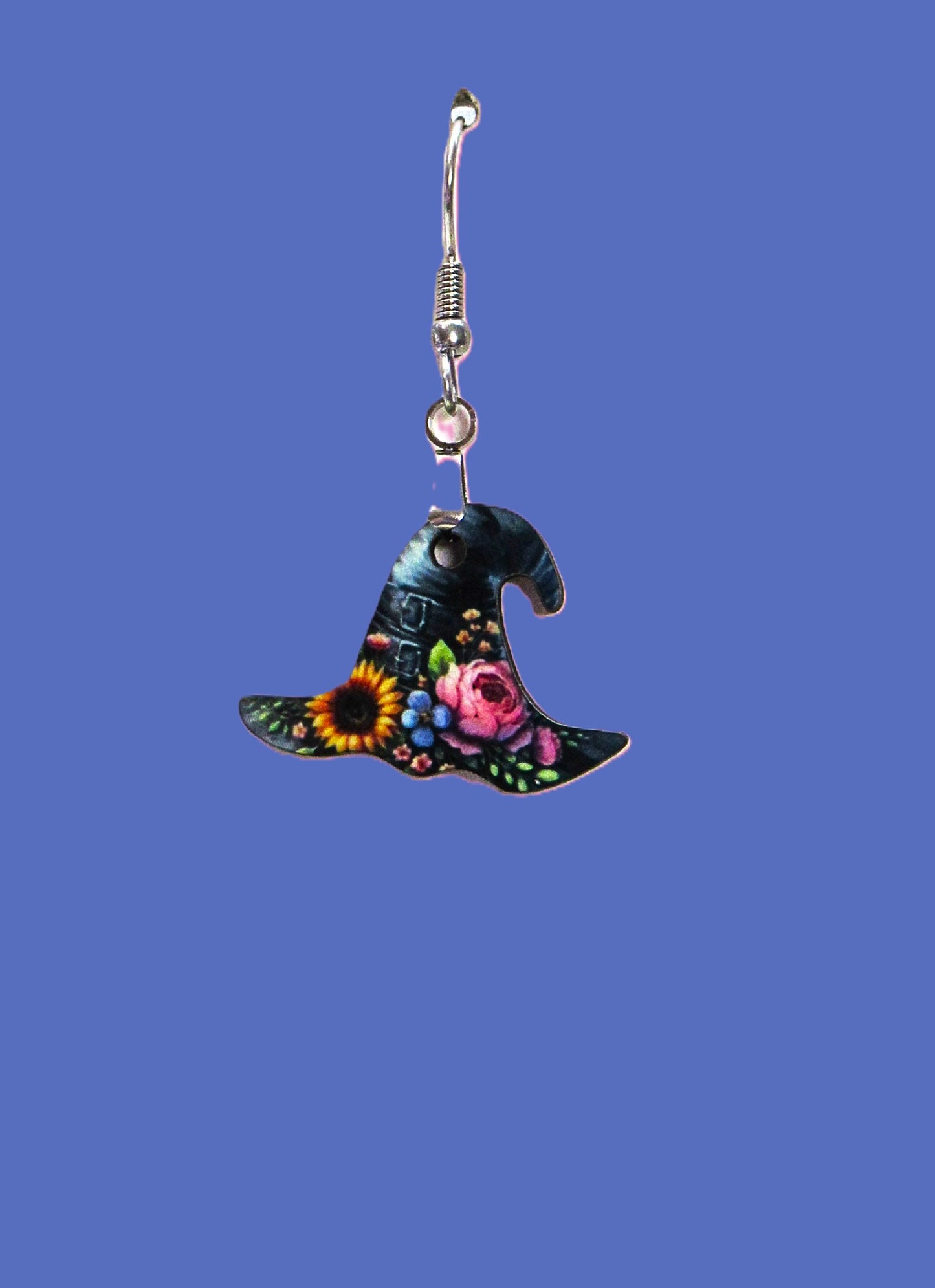 Witch Hat Shaped Sublimated Earrings 1 inch